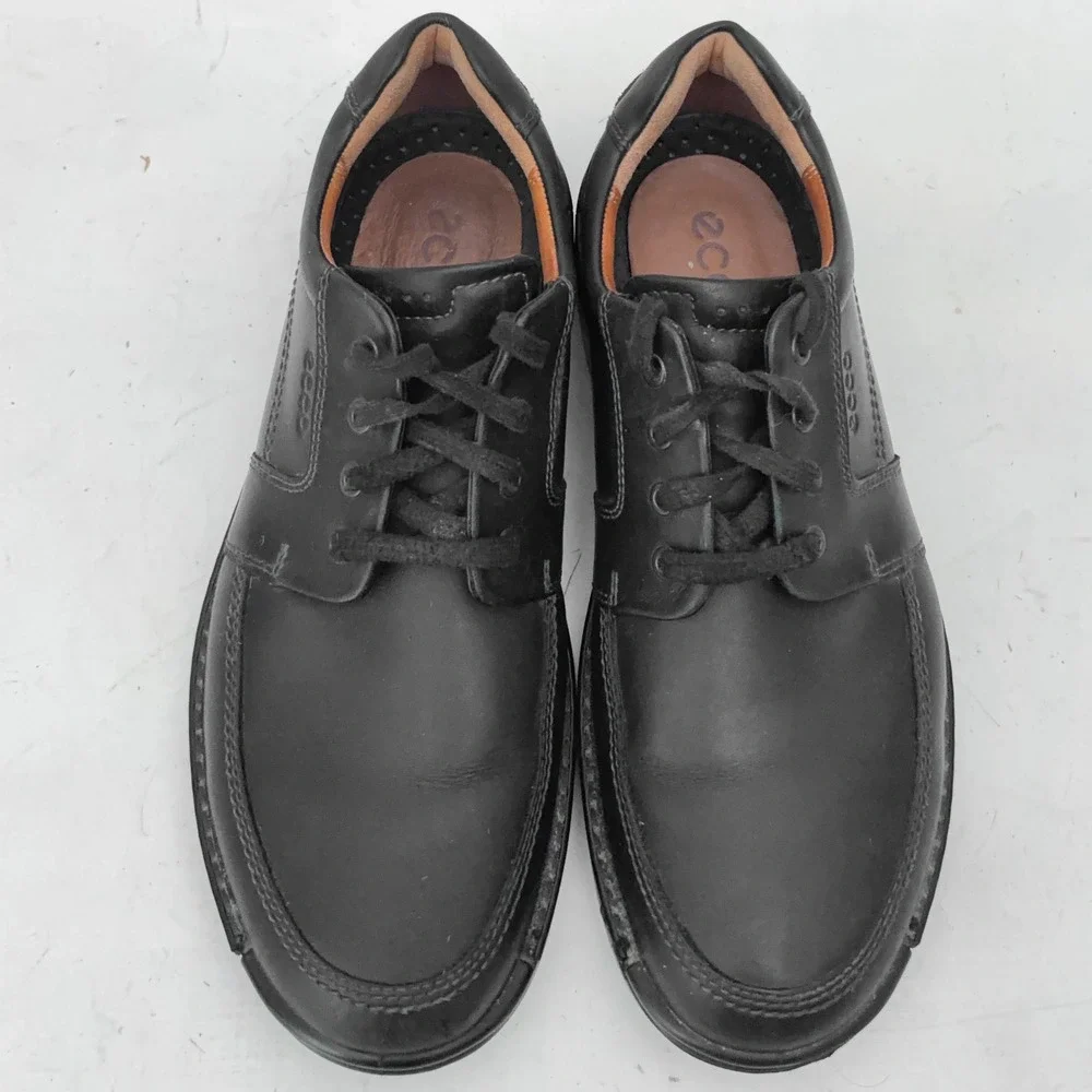 ECCO Black Fusion Moc Toe Oxford Shoes Mens 12 Leather Lace Up